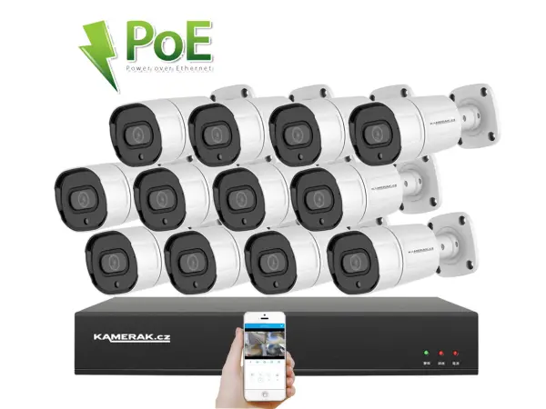 poe ip 12 kamerovy set xm-1208b 4mpx, cz menu