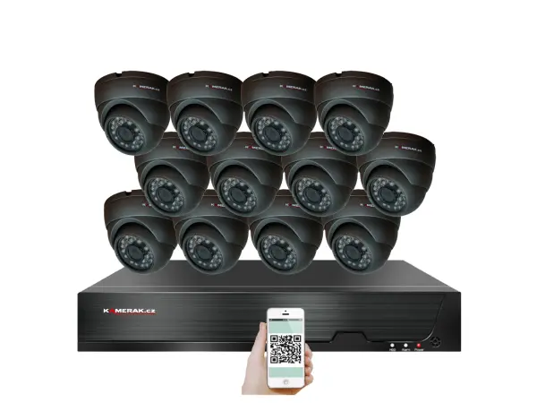 poe ip 12 kamerovy set xm-1211b 4mpx, mikrofon, cz menu