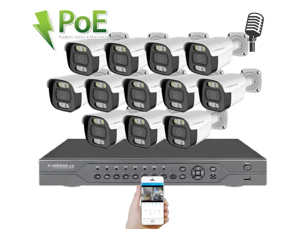 poe ip 12 kamerovy set xm-1214b 4mpx, cz menu