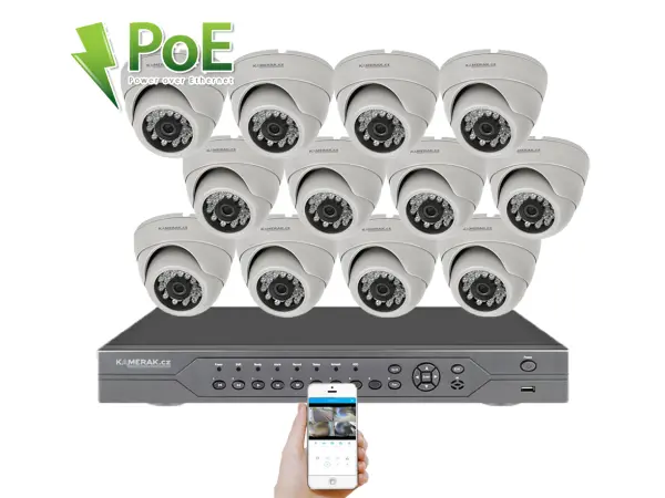 4k poe ip 12 kamerovy set xm-1202d 8mpx, cz menu