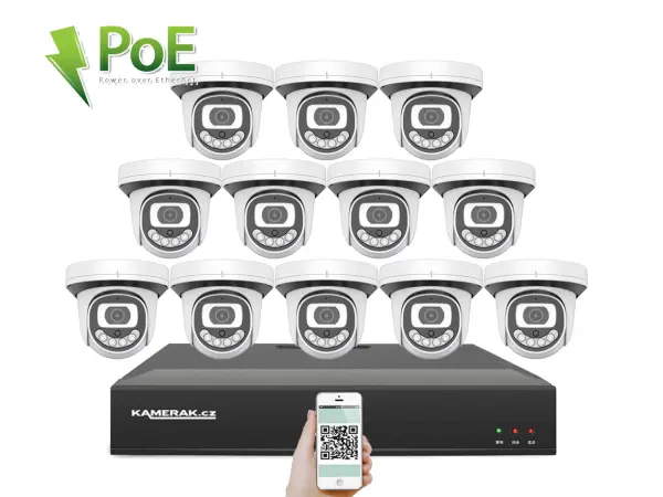4k poe ip 12 kamerovy set xm-1212d 8mpx, cz menu