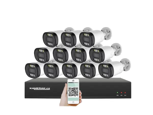 4k poe ip 12 kamerovy set xm-1213d 8mpx, cz menu