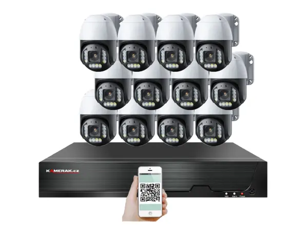 poe ip 12 kamerovy set xm-ptz-1220d, 8mpx, cz menu