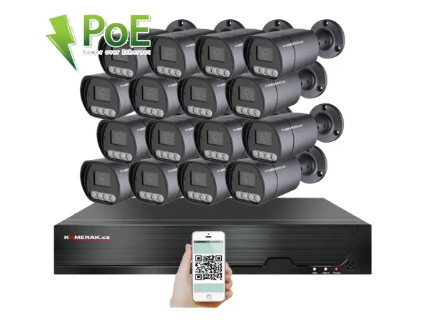poe ip 16 kamerovy set xm-1611b 4mpx, mikrofon, cz menu