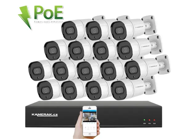4k poe ip 16 kamerovy set xm-1608d 8mpx, cz menu