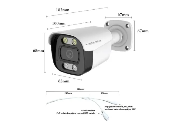poe ip kamera xm-14b 4mpx, ir i led prisvit bullet s mikrofonem