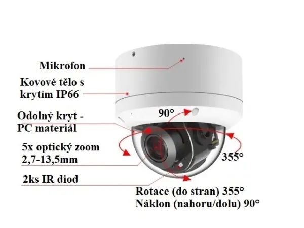4k poe ip kamera xm-19d ptz v provedeni dome 8mpx