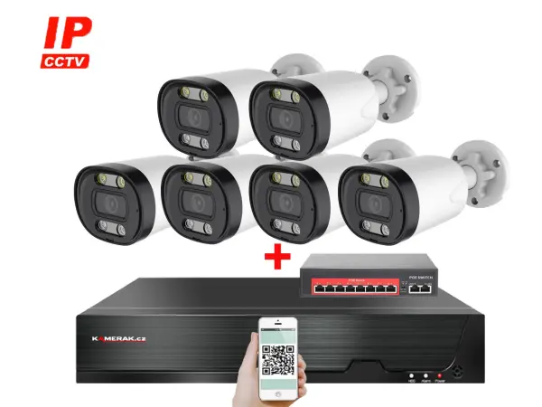ip 6 kamerovy set  s externim poe xm-613b-ext. 4mpx, cz menu