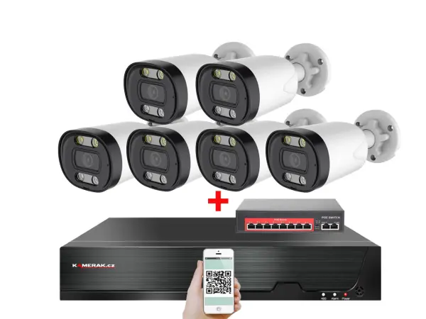 ip 6 kamerovy set  s externim poe xm-613b-ext. 4mpx, cz menu