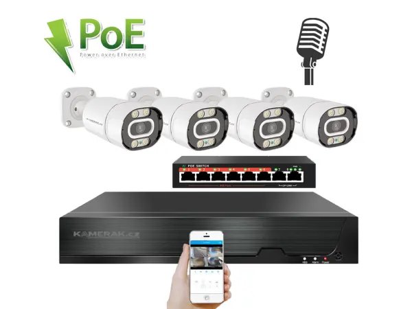 ip 4 kamerovy set  s externim poe xm-403b-ext. 4mpx, cz menu