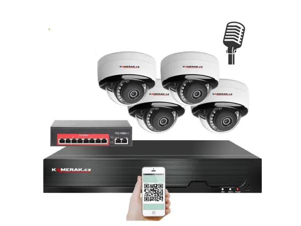 ip 4 kamerovy set  s externim poe xm-405b-ext. 4mpx, cz menu