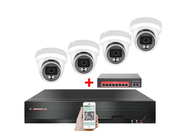 ip 4 kamerovy set  s externim poe xm-409b-ext. 4mpx, cz menu