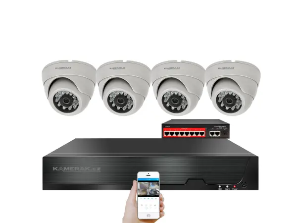 4k ip 4 kamerovy set  s externim poe xm-402d-ext. 8mpx, cz menu