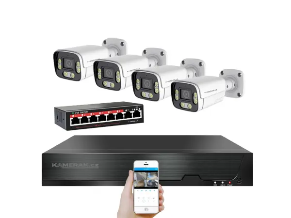 ip 4 kamerovy set  s externim poe xm-406d-ext. 8mpx, cz menu