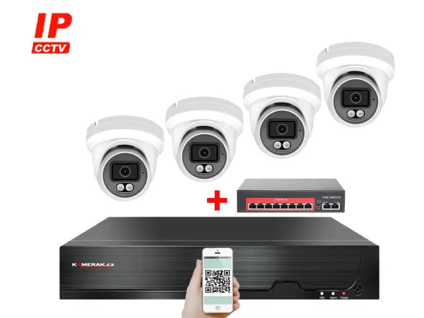 4k ip 4 kamerovy set  s externim poe xm-409d-ext. 8mpx, cz menu