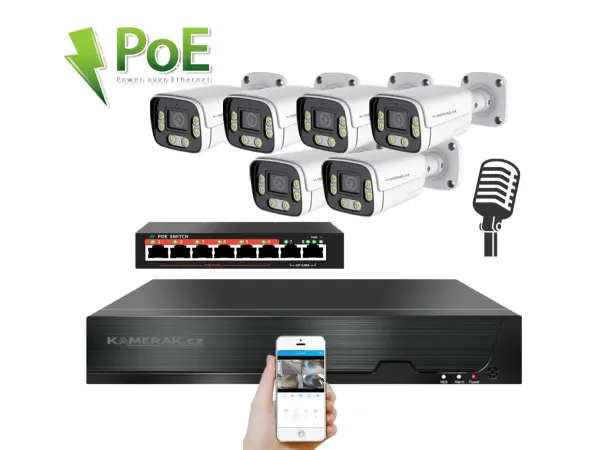 ip 6 kamerovy set  s externim poe xm-606b-ext. 4mpx, cz menu