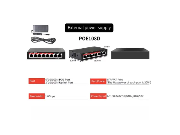 ip 6 kamerovy set  s externim poe xm-609b-ext. 4mpx, cz menu