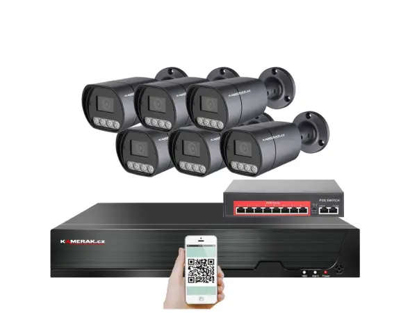 ip 6 kamerovy set s externim poe xm-610b-ext. 4mpx, cz menu