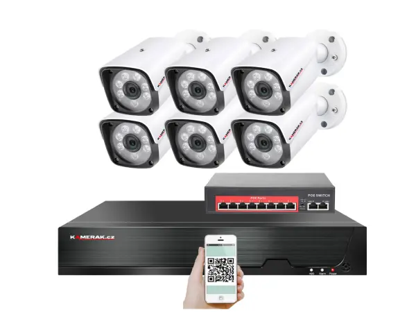 4k ip 6 kamerovy set  s externim poe xm-601d-ext. 8mpx, cz menu