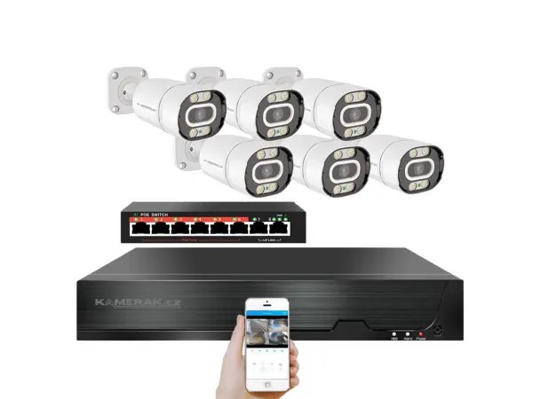 4k ip 6 kamerovy set s externim poe xm-603d-ext. 8mpx, cz menu