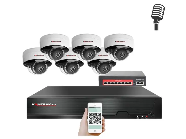 4k ip 6 kamerovy set  s externim poe xm-605d-ext. 8mpx, cz menu