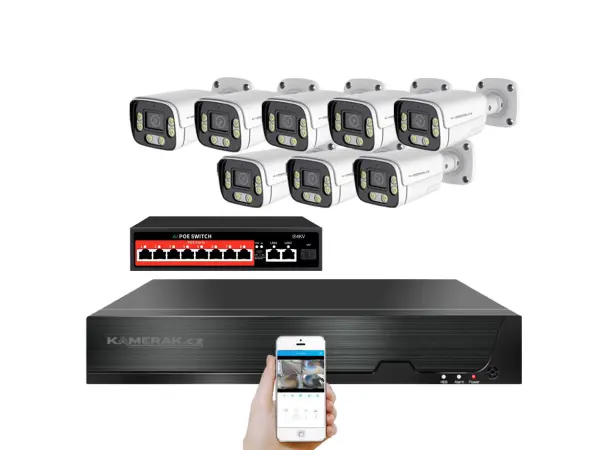 ip 8 kamerovy set s externim poe xm-806b-ext. 4mpx, mikrofon, cz menu