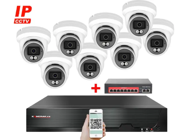 ip 8 kamerovy set s externim poe xm-809b-ext. 4mpx, cz menu