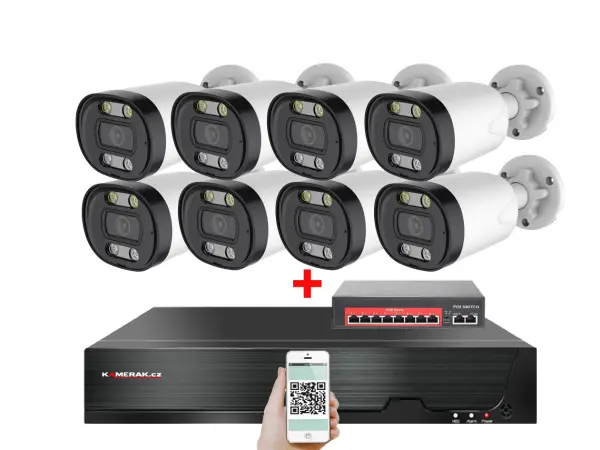 ip 8 kamerovy set  s externim poe xm-813b-ext. 4mpx, cz menu