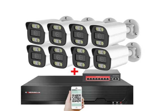 ip 8 kamerovy set s externim poe xm-814b-ext. 4mpx, cz menu