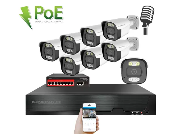 ip 8 kamerovy set s externim poe xm-814b-ext. 4mpx, cz menu