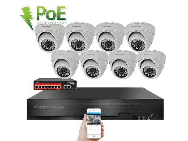 4k ip 8 kamerovy set s externim poe xm-802d-ext. 8mpx, cz menu