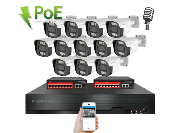 ip 12 kamerovy set s externim poe xm-1214b-ext. 4mpx, cz menu