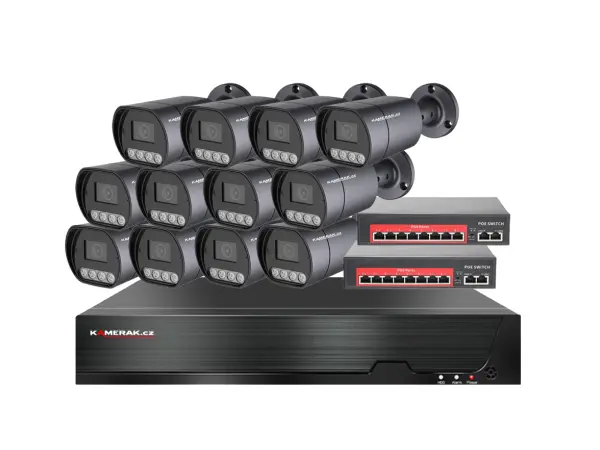ip 12 kamerovy set s externim poe xm-1210b-ext. 4mpx, mikrofon, cz menu