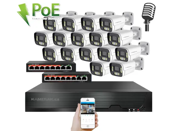 ip 16 kamerovy set s externim poe xm-1606b-ext. 4mpx,cz menu