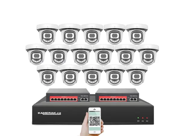 4k ip 16 kamerovy set s externim poe xm-1612d-ext. 8mpx, cz menu