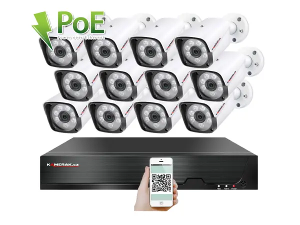4k poe ip 12 kamerovy set xm-1201d 8mpx, cz menu