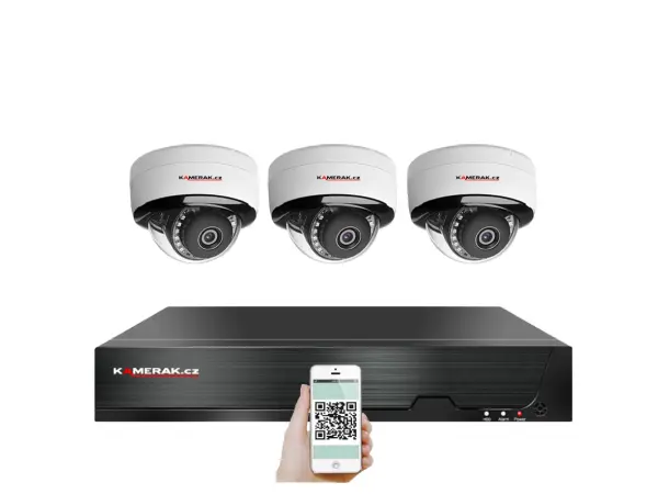 4k poe ip 3 kamerovy set xm-305d 8mpx, mikrofon, cz menu