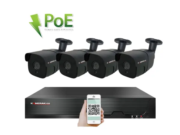 poe ip 4 kamerovy set xm-407b 4mpx, cz menu