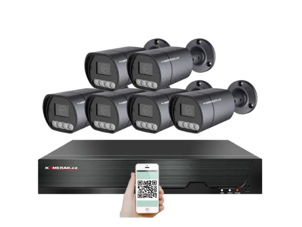 4k poe ip 6 kamerovy set xm-610d 8mpx, mikrofon, cz menu