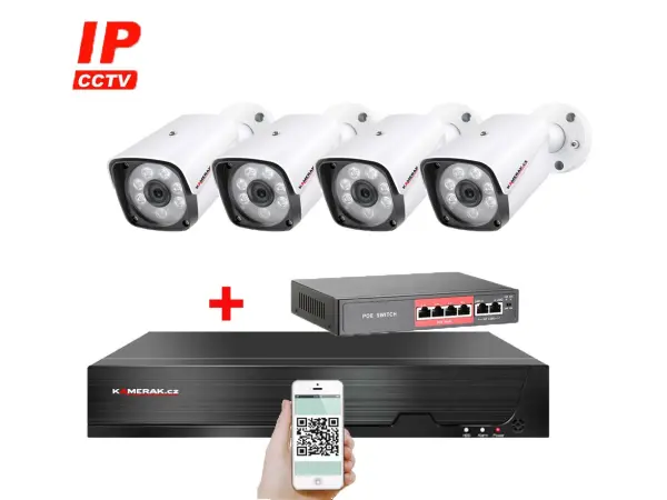 ip 4 kamerovy set  s externim poe xm-401b-ext. 4mpx, cz menu