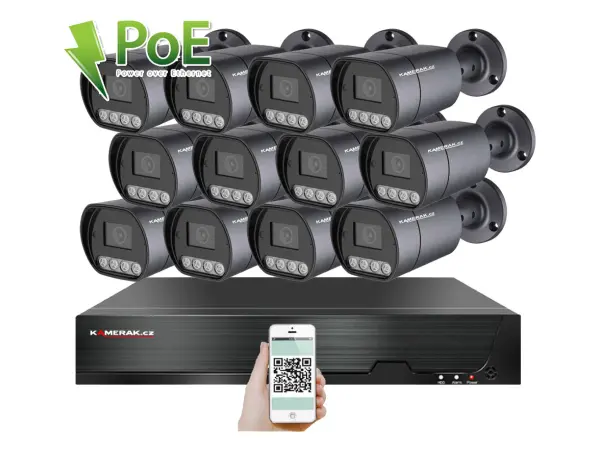 4k poe ip 12 kamerovy set xm-1210d 8mpx, mikrofon, cz menu