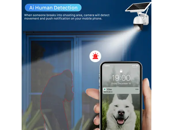 wifi solarni kamera xm-924 3mpx, 6x baterie, p2p app icsee