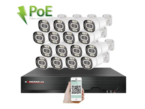 4k poe ip 16 kamerovy set xm-1603d 8mpx, cz menu