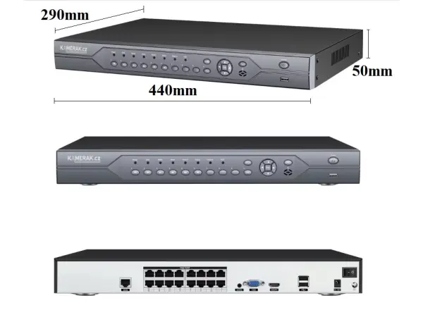 poe nvr-7416 16ch 8mpx, h265 rekorder pro 16 ip kamer, cz menu