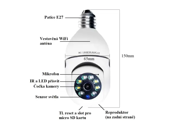 otocna p2p kamera xm-q01 2mpx app icsee do objimky e27