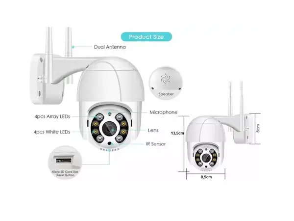 5v wifi ptz venkovni otocna bezdratova ip kamera xm-431 4mpx p2p