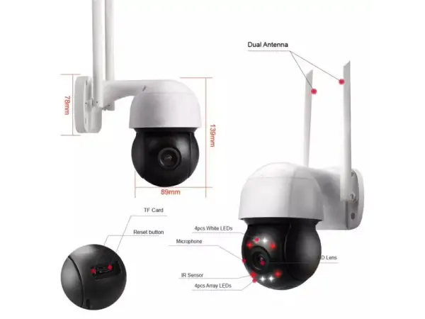 wifi otocna kamera ptz ip camhi-234 2mpx 4 ir + 4 led diody pro barevny obraz v noci