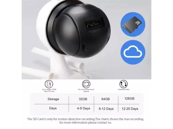 wifi otocna kamera ptz ip camhi-234 2mpx 4 ir + 4 led diody pro barevny obraz v noci