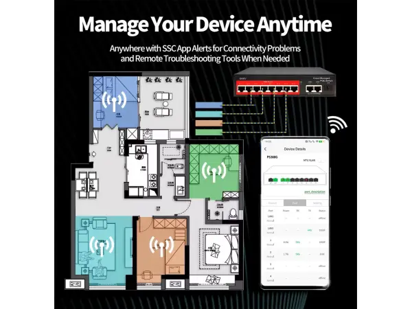 poe switch ps308g 10portu rj45 (8*poe 100mbps +2*uplink 100/1000mbps) ieee 802.3 af/at