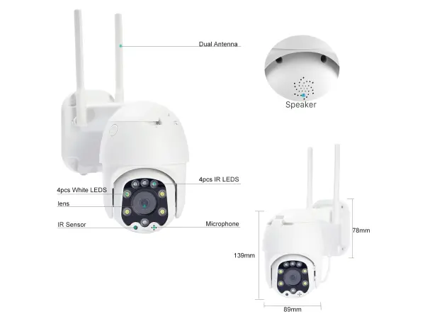 wifi ptz otocna ip kamera xm-419 5x opticky  zoom 3mpx  2,8-12mm objektiv